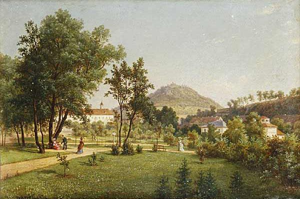 Ernst Gustav Doerell A View of the Doubravka from the Teplice Chateau Park China oil painting art